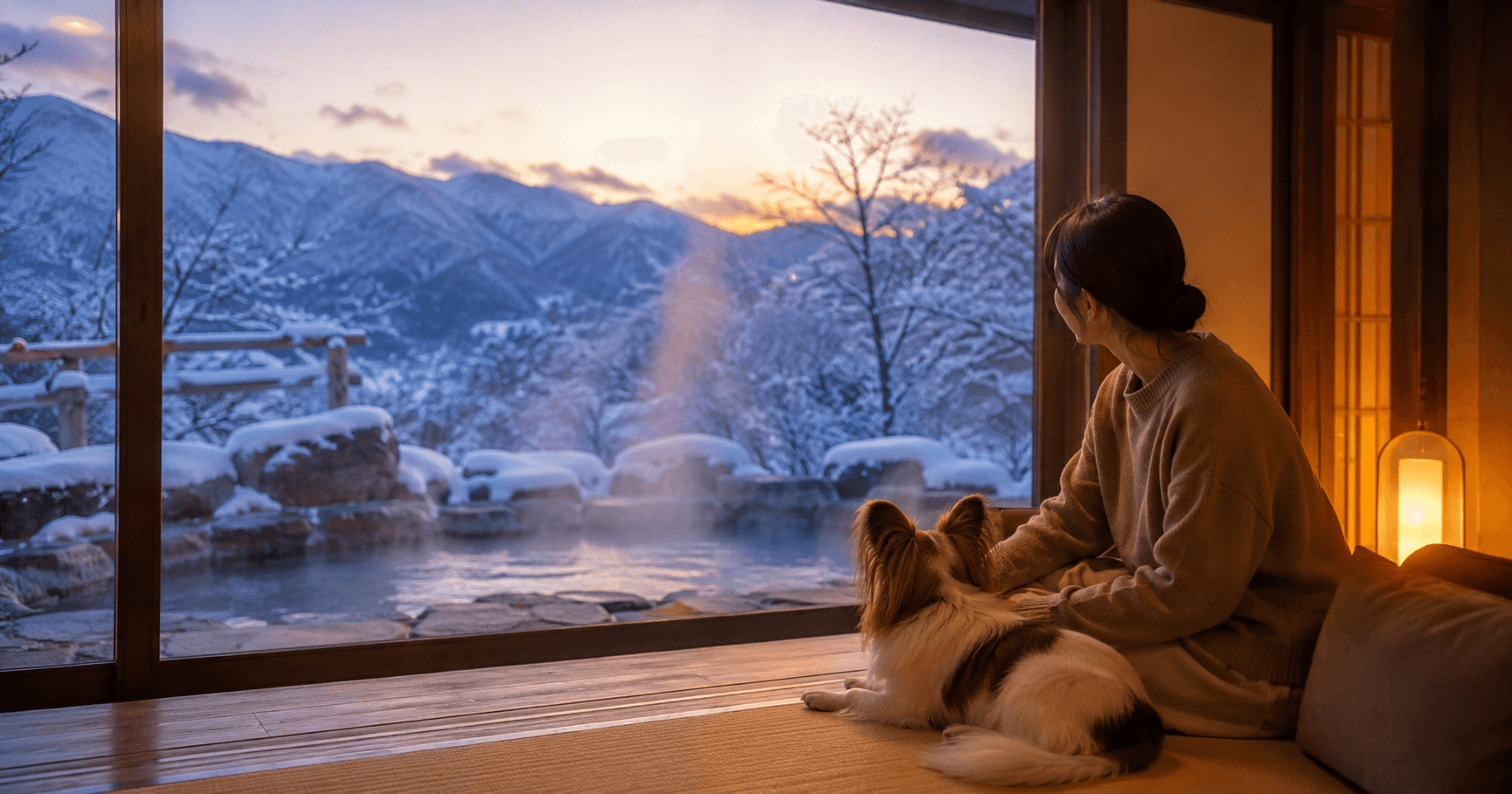 【冬の犬旅】雪見温泉を楽しめる犬と泊まれる宿|草津・蔵王・鬼怒川などエリア別ガイド